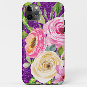 Case-Mate iPhone Case Roses d'aquarelle en Parties scintillant rose et c