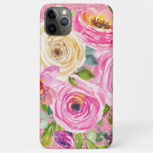 Case-Mate iPhone Case Roses d'aquarelle en Parties scintillant rose et c