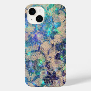 Coque Pour iPhone 14 Roses en dentelle bleue jolie