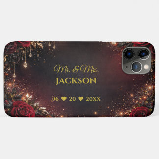 Case-Mate iPhone Case Roses gothiques Nom des couples & Date du mariage
