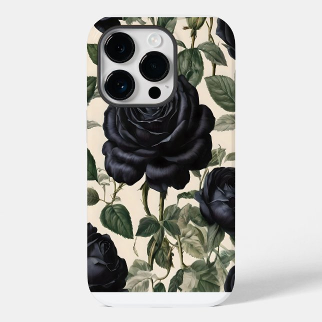 Coques Case-Mate iPhone Roses Noirs Et Feuilles Verts, (Verso)