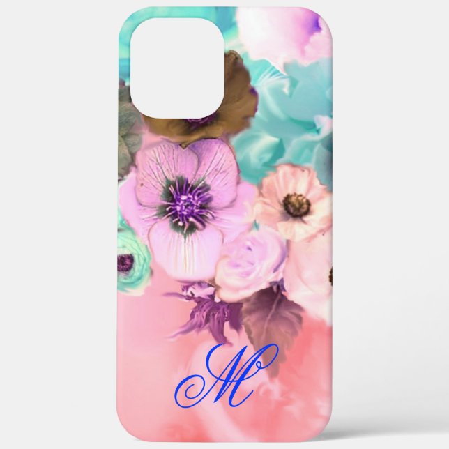 COQUES Case-Mate iPhone ROSES ROSE PÂLE ET FLEURS D'ANÉMONE MONOGRAMME (Verso)