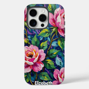 Coques iPhone 16 Pro Roses roses roses impressionnistes au feuillage co
