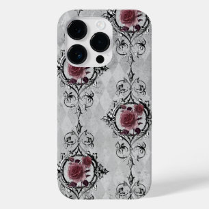 Coque Pour iPhone 14 Pro Roses roses sur Arrière - plan gris