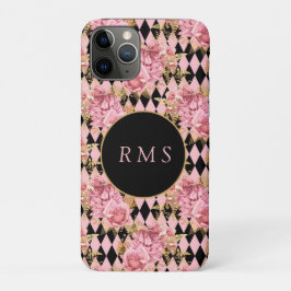 Case-Mate iPhone Case Roses roses sur le Monogramme arlequin