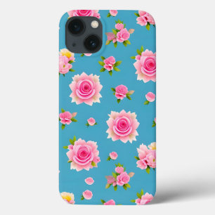 Case-Mate iPhone Case Roses roses sur un fond bleu