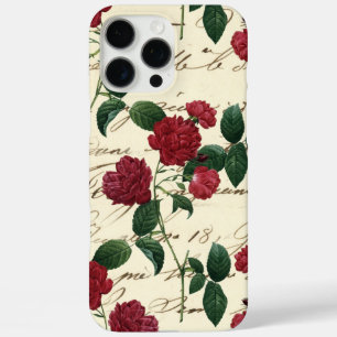 Coques iPhone 16 Pro Max Roses rouges magnifiques et écriture Vintage class