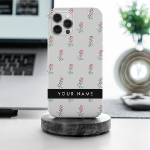 Coque iPhone 15 Pro Max Roses Rouges, Motif De Roses, Votre Nom