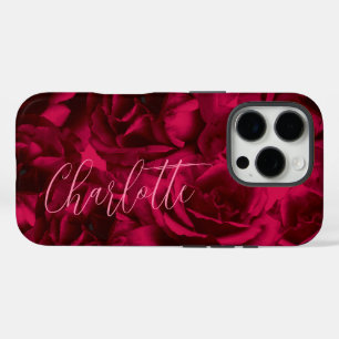 Coques iPhone 16 Pro Roses Sombre Personnalisation du Nom