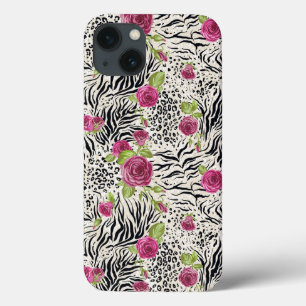 iPhone 13 Case Roses sur Motif animal