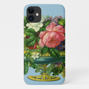 Coque iPhone 11 Roses vintages florales roses, Vase de fleurs