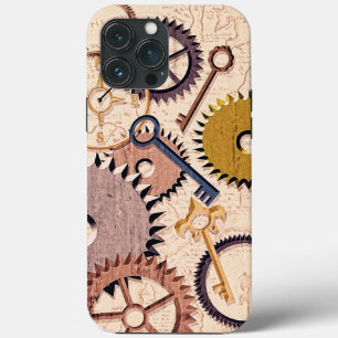 Case-Mate iPhone Case Roues à vapeur, engrenages, clés, vieille carte Pe