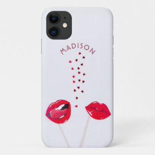 Case-Mate iPhone Case Rouge à Lèvres Féminin Cœurs Nom Personnalisé LGBT