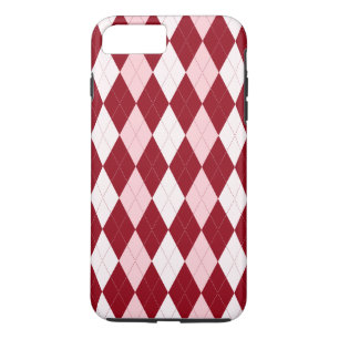 Coque iPhone 8 Plus/7 Plus Rouge Argyle Rouge Clair Petit Diamant