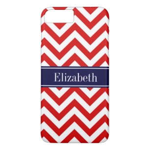 Case-Mate iPhone Case Rouge Blanc LG Chevron Marine Nom bleu Monogramme