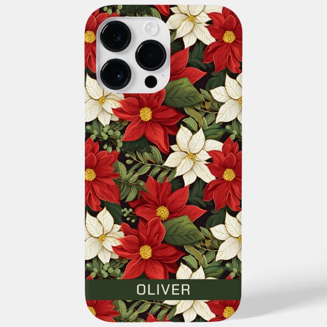 Coques Case-Mate iPhone Rouge Blanc Vert Poinsettia Fleurs Motif (Verso)