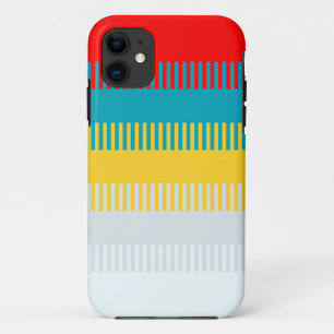 Coque iPhone 11 Rouge Bleu Jaune Blanc Gris Chic Motif unique