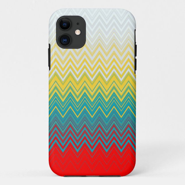 Coques Case-Mate iPhone Rouge bleu jaune blanc Zigzag (Dos)