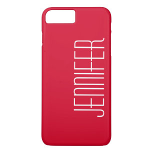 Coque iPhone 7 Plus Rouge cerisier brillant, Minimaliste, Jumbo Nom pe