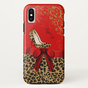 Case-Mate iPhone Case Rouge chic et Empreinte de léopard