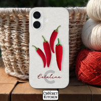 Rouge épicé Moderne Minimal Crochet Jalapeno Nom