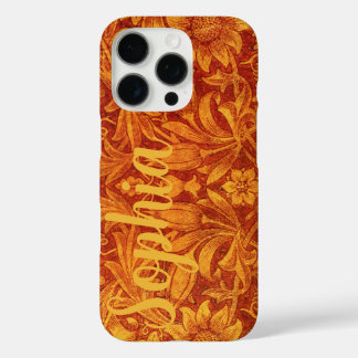 Coques iPhone 16 Pro Rouge floral et jaune doré Wm Morris Ajouter un no