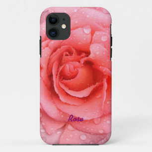 Coques Pour iPhone Rouge romantique rose personnalisée gouttes d'eau