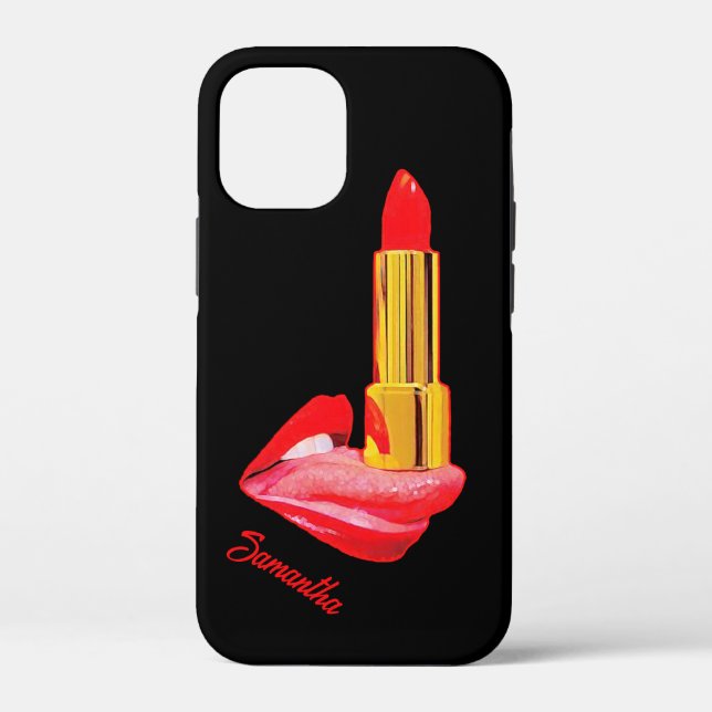 Coques Case-Mate iPhone Rouge rouge à lèvres sur la langue avec personnali (Verso)