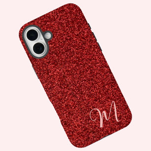 Coques iPhone 16 Plus Rouge Rubis Fille Imprimé Paillettes Élégant et Mi