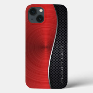 Etui iPhone 13 Rouge rubis Métal brossé / Couleurs préférées