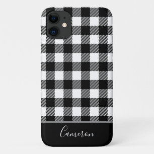 Case-Mate iPhone Case Rouge rustique Noir Buffalo Plaid - Nom modifiable