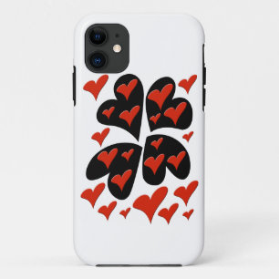 Coques Pour iPhone Rouge sur les coeurs noirs