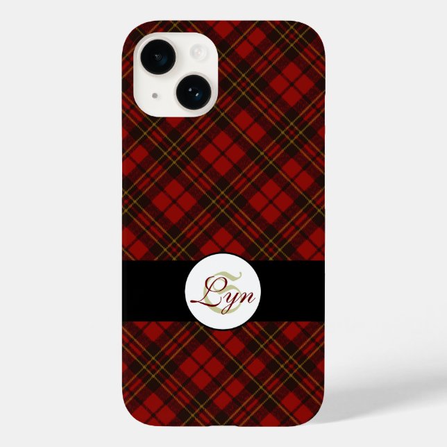 Coques Case-Mate iPhone Rouge tartan Noël plaid hiver motif Monogramme (Verso)