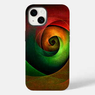 Coque Pour iPhone 14 Rouge Vert Floral Moderne Art Abstrait Motif #21