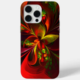 Coque iPhone 15 Pro Max Rouge vert moderne Floral Abstrait Art Motif #05