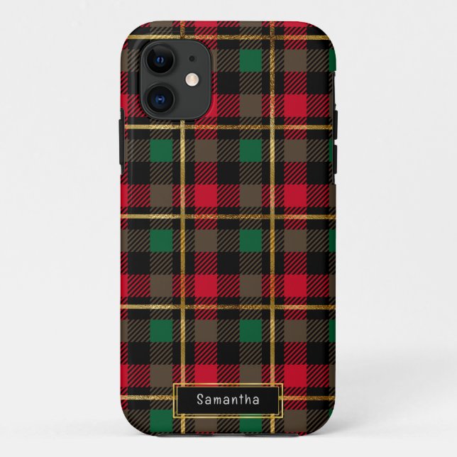 Coques Case-Mate iPhone Rouge, Vert, Noir & Or Plat de Noël (Dos)