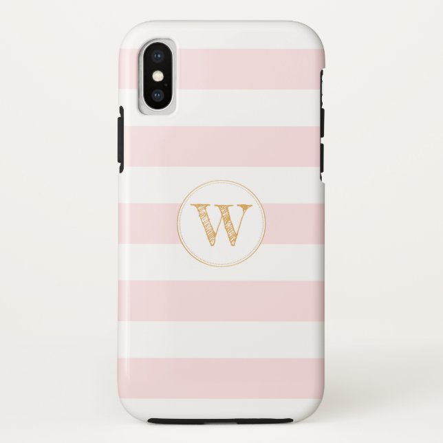 Coques Case-Mate iPhone Rougissent le cas rose de téléphone de monogramme (Dos)