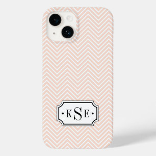 Coques Pour iPhone Rougissent le rose et le monogramme élégant noir