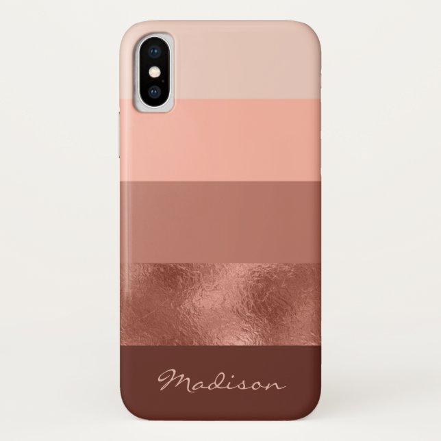 Coques Case-Mate iPhone Rougissent les rayures larges d'or rose (Dos)