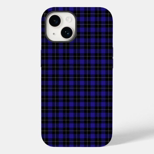 Coques Case-Mate iPhone Royal Blue Black Plaid (Verso)