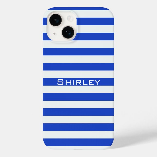 Coques Case-Mate iPhone Royal Blue Combination Stripes par Shirley Taylor (Verso)