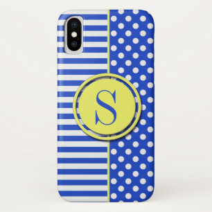 Case-Mate iPhone Case Royal Blue Pois et stries-Monogram STaylor