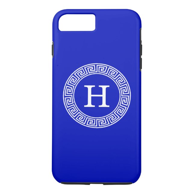 Coques Case-Mate iPhone Royal Blue Wt Grèce clé cadre de ligne initiale Mo (Dos)
