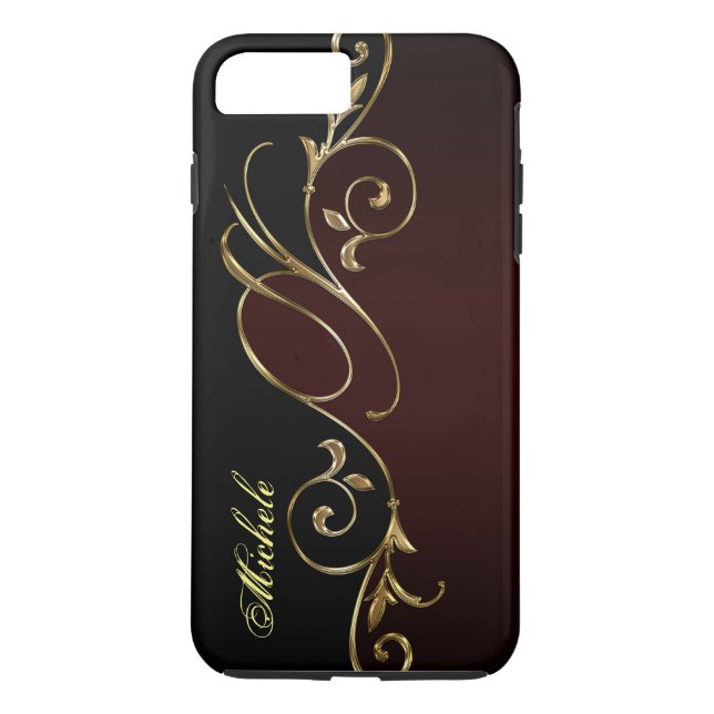 Coques Case-Mate iPhone Royal Burgundy Gold iPhone 7 Plus Monogram (Dos)