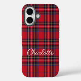 Coques iPhone 16 Royal Stewart Tartan Red Plaid