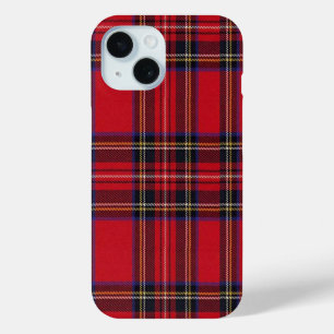 Coque Pour iPhone 15 Royal Stewart tartan rouge noir plaid