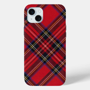 Coque iPhone 15 Mini Royal Stewart tartan rouge noir plaid