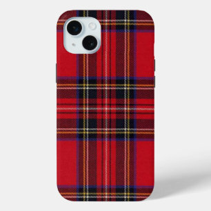 Coque iPhone 15 Mini Royal Stewart tartan rouge noir plaid