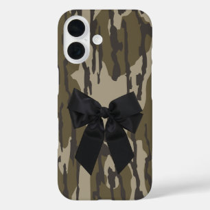 Coques iPhone 16 Ruban Camo Cute Bow Bottomland pour femmes et fill