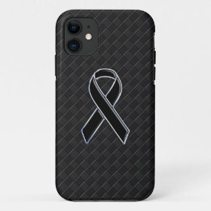 Case-Mate iPhone Case Ruban de sensibilisation noir chromé élégant